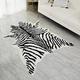 Large Zebra Print Area Rug Carpet Faux Cowhide Leather Animal Simulation Plush Mat Cute Soft for Home Decor Black and White 4.9'x6.6'