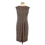 Talbots Casual Dress Crew Neck Sleeveless: Brown Animal Print Dresses - Women's Size Medium Petite