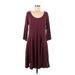 Torrid Casual Dress - A-Line Scoop Neck 3/4 sleeves: Burgundy Print Dresses - Women's Size Medium Plus