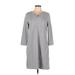Calvin Klein Casual Dress - Mini V-Neck 3/4 sleeves: Gray Print Dresses - Women's Size Large