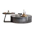 Lilac Garden Tools Drum 2 Nesting Table Set w/ Storage Metal in Gray | 19.69 H x 39.37 W x 39.37 D in | Wayfair