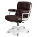 Hokku Designs Mid Back Genuine Leather Office Chair Adjustable Height Home Office Desk Chair Liftable Swivel Computer Chair w/ Rolling Casters Aluminum/Upholstered | Wayfair