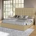 Latitude Run® Upholstered Metal Standard Storage Bed Linen in Brown | 43.3 H x 57.9 W x 77.9 D in | Wayfair EE938BE9D6C34D169E939195D0EE2515