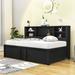 Wildon Home® Audreigh Twin Metal Daybed w/ Twin Size Trundle & Shelves Wood in Black | 41 H x 46 W x 79 D in | Wayfair