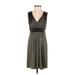 BCBGMAXAZRIA Cocktail Dress - Party V Neck Sleeveless: Gray Solid Dresses - Women's Size 2X-Small