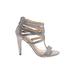 Audrey Brooke Heels: Gladiator Stilleto Glamorous Silver Print Shoes - Women's Size 6 - Open Toe