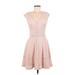 Bar III Casual Dress - A-Line V Neck Sleeveless: Pink Solid Dresses - Women's Size Medium