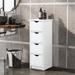 Wooden Side Storage Floor Cabinet, 4 Drawers Free-Standing Cabinet