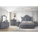 Judye 6 Piece Gray Velvet Upholstered Tufted Panel Bedroom Set