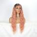 Long Ombre Pink Wigs for Women Synthetic Dark Root Natural Looking Wig with Bang 26 Inches
