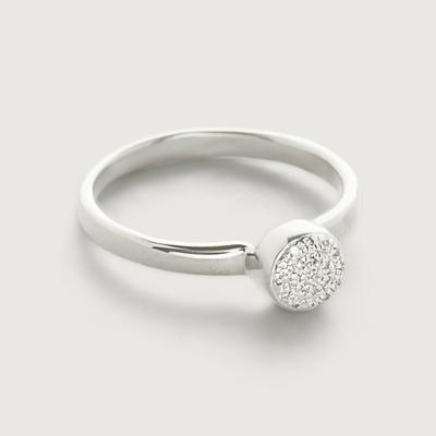 Sterling Silver Fiji Mini Button Stacking Ring Diamond