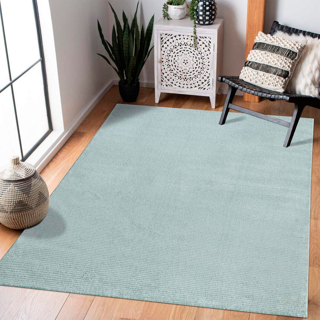 Teppich CARPET CITY "Friseé-Teppich FANCY900", grün (mint, türkis), B:240cm H:12mm L:340cm, Polypropylen, Teppiche, Teppich, Läufer, Kurzflor, Einfarbig, 3D-Optik, Streifen Look, Wohnzimmer