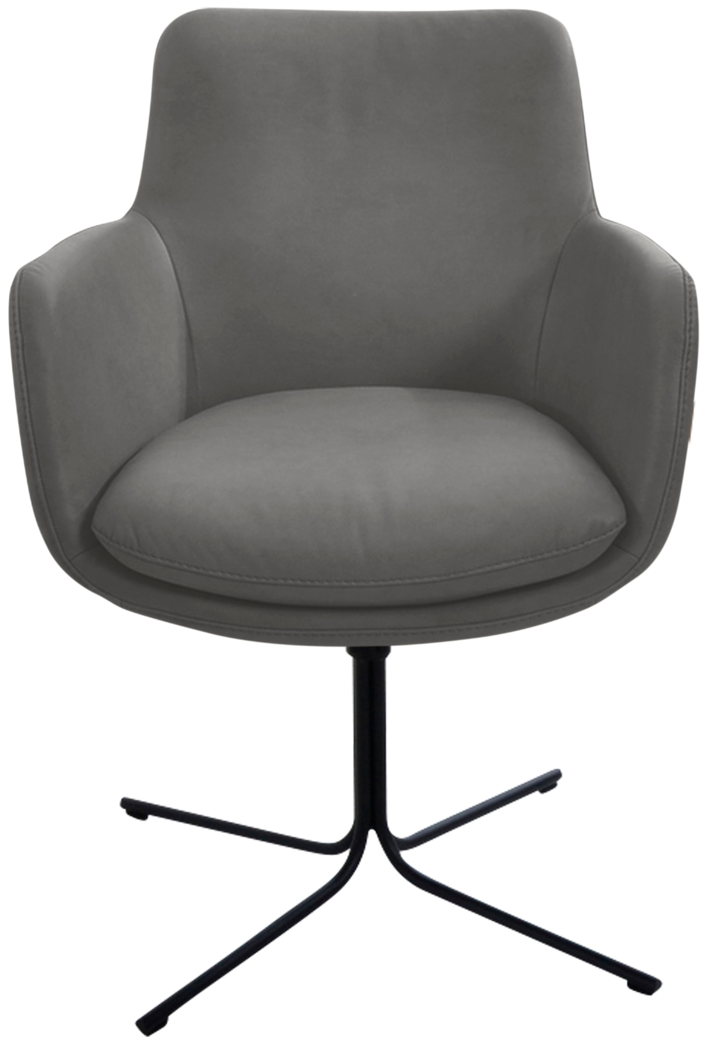 Drehstuhl K+W KOMFORT & WOHNEN "Pego", grau (grau 82), B:59cm H:84cm T:65cm, Stühle, Drehstuhl Esszimmerstuhl, filigranem 4-Fuß-Gestell in schwarz