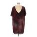 Buddy Love Casual Dress - Shift Plunge Short sleeves: Burgundy Dresses - Women's Size Medium