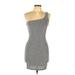 Tresser Cocktail Dress - Bodycon Open Neckline Sleeveless: Gray Dresses - Women's Size Large