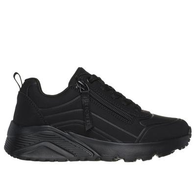Skechers Girl's Uno Lite - Easy Zip Sneaker | Size 2.0 | Black | Synthetic | Machine Washable