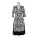 Kiyonna Casual Dress - Midi V-Neck 3/4 sleeves: Blue Color Block Dresses - Women's Size 1 Plus
