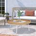 Bay Isle Home™ Lasell Round Outdoor Coffee Table Metal/Wicker/Rattan in Brown | 30 H x 30 W x 30 D in | Wayfair 13F9D15AF15743F29A8B190A03257D9C