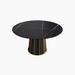 Everly Quinn Gurjinder Modern Artificial Stone Round Metal Iron Base Dining Table Metal in Black | 29.53 H x 53.15 W x 53.15 D in | Wayfair