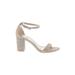 Bandolino Heels: Strappy Chunky Heel Casual Tan Shoes - Women's Size 7 1/2 - Open Toe