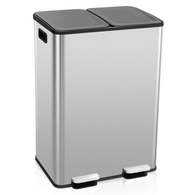 Costway 2 x 8 Gal Dual Compartment Trash Can-Silver