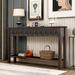 Black 60" Rustic Entryway Console Table with Different Size Drawers and Bottom Shelf, Long Narrow Sofa Table