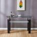 Black Tempered Glass Console Table with Modern Minimalist Design, Clear Tempered Glass Top and Frosted Glass Shelf