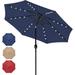 Dark Blue 9 ft Solar LED Patio Umbrella with Lighting, Tilt, Crank