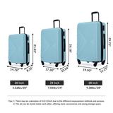 3 Piece Luggage Sets ABS Lightweight Suitcase with Two Hooks, Spinner Wheels, TSA Lock, (20/24/28)