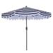 Blue 9 ft Flap Market Umbrella with Tilt and Crank, Aluminum Pole, UV-Resistant Canopy