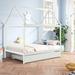 Versatile Bedroom Furniture for Child and Teen: Full Size Bed with Twin Size Trundle and Canopy Pine Wood Bed Frame