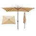 Tan 10 x 6.5 ft Solar LED Market Umbrella with Weatherproof Design, LED Lighting