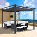 Gray 10x10 ft Patio Pergola with Retractable Canopy, Aluminum Frame