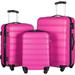 3-Piece Hardside Spinner Luggage Set - 20", 24", 28" - TSA Lock & Expandable,Pink