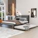 Versatile Queen Size Metal Platform Bed, Upholstered Headboard with Twin Size Trundle, USB Port, and Convenient Storage