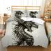 Bedding Cover Set Grey Luxury Duvet Cover Set Home Textiles 3D Dragon Printed Comforter Cover Set Twin (68 x86 )