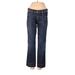 James Cured Jeans - Low Rise Boot Cut Boot Cut: Blue Bottoms - Women's Size 25 - Dark Wash