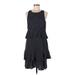 Ann Taylor Casual Dress Crew Neck Sleeveless: Black Polka Dots Dresses - Women's Size 8