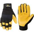 Men s Deerskin Leather Palm Hybrid Work Gloves (Wells Lamont 3210M) Medium Black