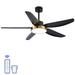 ALUOCYI 56 inch Ceiling Fan with Lights and Remote Control Outdoor Ceiling Fan with 3 color Memory and Timing 6 Speeds Reversible Motor for Living Room Bedroom Patio Black Gold