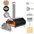 HiMombo Pizza Oven Outdoor 13 Gas & Wood Pellet Burning Pizza Maker Stainless Steel Pizza Oven with Foldable Legs Pizza Stone Thermometer