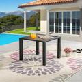 Outdoor Side Table Patio Square Dining With Metal Steel Frame Wooden-Like End Top All Weather Sectional Furniture For Garden Yard Lawn Pool (B-PF19281)