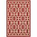 HomeRoots 4 x 6 ft. Red Geometric Stain Resistant Indoor & Outdoor Rectangle Area Rug - Red and Ivory - 4 x 6 ft.