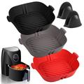 3-Pack Silicone Air Fryer Liners Reusable and Food Safe for 3-5 Qt Air Fryer with Insulated Gloves