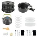 GoolRC Kitchenware Set Camping Cookware Mess Kit with Non-Stick Pot Pan and Kettle for Hiking and Outdoor Cooking