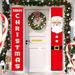 Deyuer 1 Pair Door Decoration Cute Santa Claus Snowman Merry Christmas Decoration Multicolor Christmas Banner Home Door Curtain Hanging Flag Party Decoration