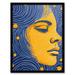 Dreaming Indigo Abstract Artwork Amber Blue Yellow Bold Vibrant Risograph Art Print Framed Poster Wall Decor 12x16 inch