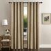 Deco Window Set of 2 Semi-Blackout Curtains for Doors 7.5 feet Solid Polyester Room-Darkening Curtain with Perfect Pleats Connected Eyelet (Beige)