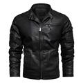 JDEFEG Work Jackets for Men Insulated Mens Leather Jackets Autumn and Winter Pu Leather Jacket Stand Collar with Velvet and Thick Motorcycle Coat Winter Coat for Men Size 4Xl Black M