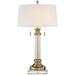 Vienna Full Spectrum Rolland Traditional Table Lamp with Square Riser 31 1/2 Tall Antique Brass Crystal 2 Light Off White Drum Shade for Living Room